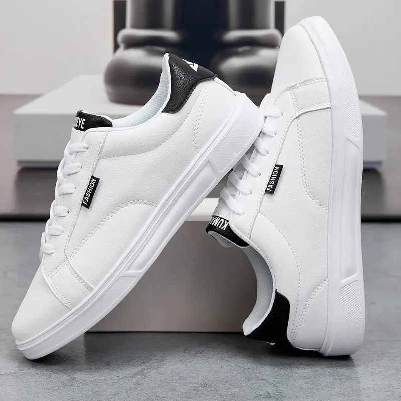 Męskie buty Wygodne na co dzień dla kobiet Białe skórzane trampki Lekkie chodzenie Płaskie sportowe na świeżym powietrzu Bieganie Tenis Zapatillas — image 8