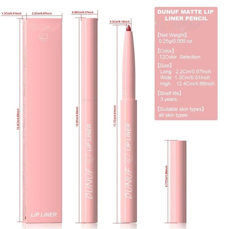 12 Kinds Of Waterproof Lip Liner In Different Colors Matte Finish Easy Coloring Non Fade Color Rendering Lip Gloss Beauty