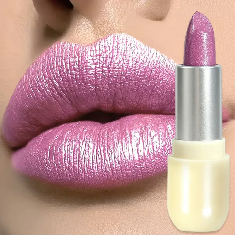 Shimmer Metallic Lipstick High Pigment Sparkling Bold Lip Color Long Lasting Waterproof Party Makeup
