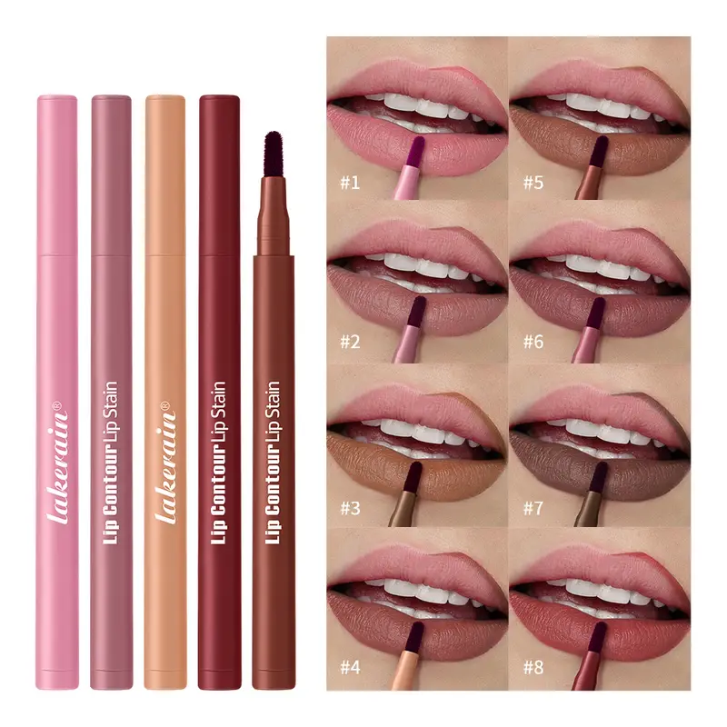 Waterproof 2 In 1 Lip Stain And Liner Pen Long Lasting Smudge Proof Kiss Proof Transfer Resistant 8 Colors Makeup Lip Pencil — image 2