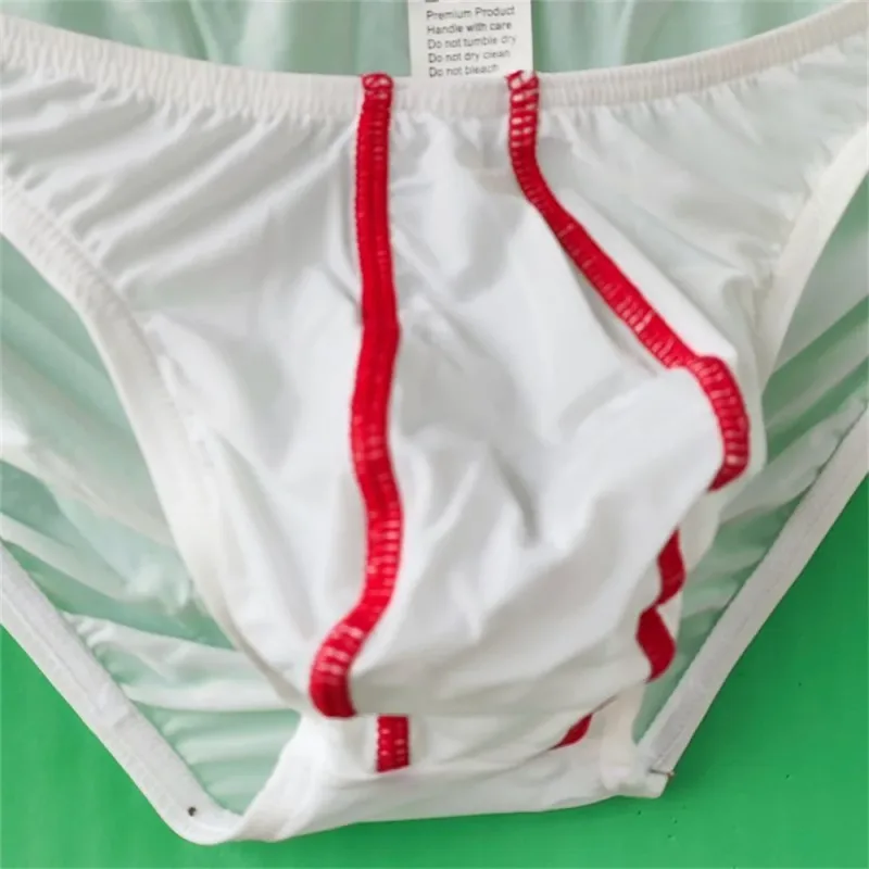 Hai Dây Sọc Ice Silk Quần Đùi Dành Cho Nam Plus Kích Thước Quần Lót Gợi Cảm U Lồi Quần Lót Eo Thấp Bugle Túi Quần Lót Nam — image 9