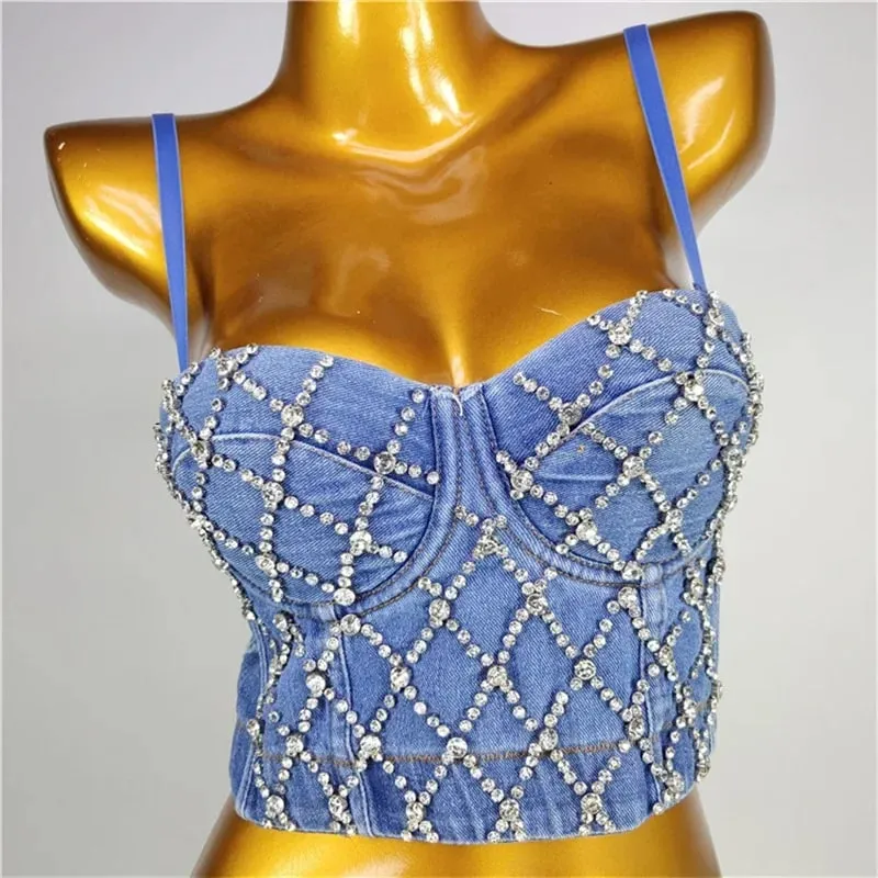Visivane Rivet Beading y2k Tank Tops Women Bra Blusas Short Corset Woman Clothing Stage Party Shaper Ladies Crop Shirt Camis — image 19