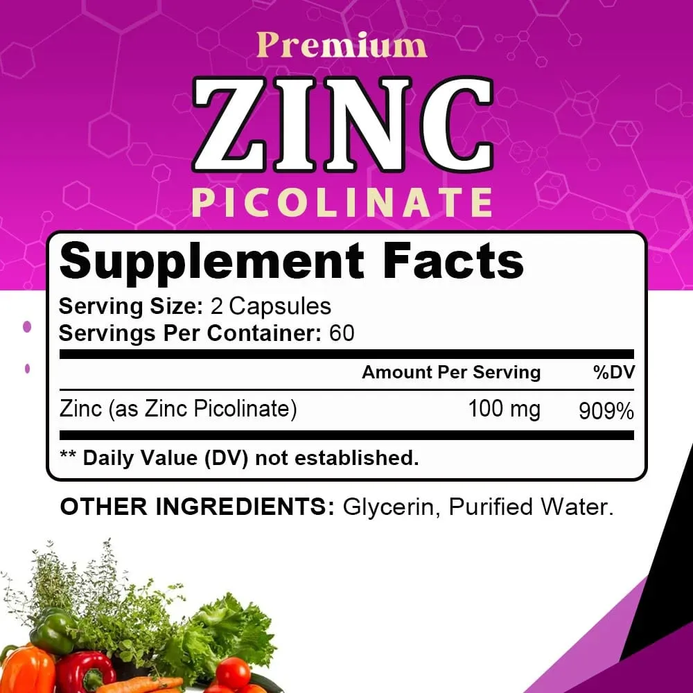 Pikolinian cynku 100 Mg - doskonałe wchłanianie cynku zwiększa wsparcie układu odpornościowego Sen i energia wspiera zdrowie układu oddechowego — image 6