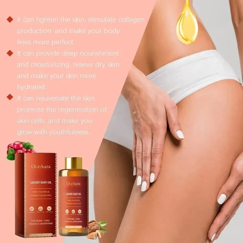 OceAura Firming Body Oil - Hydrating Moisturizer For Skin Elasticity Nourishing Dry Skin Lightweight Absorbing Luxury Body Car