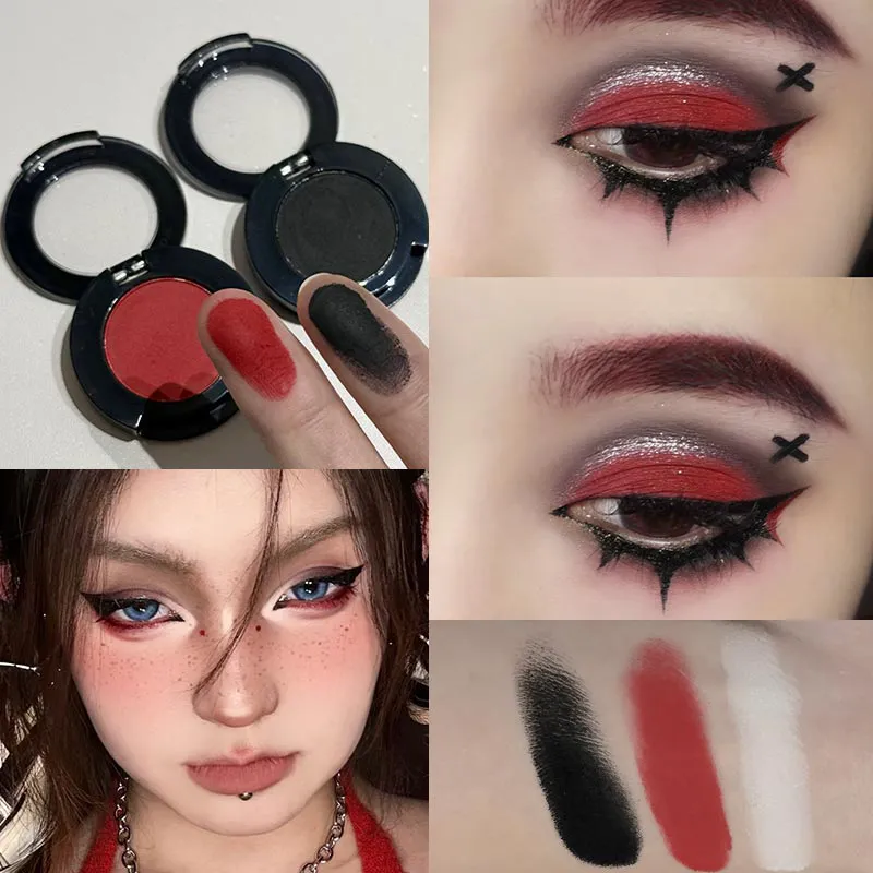 Single Klein Blue Smoked Blue Eye Shadow Palette Gothic Red Pigments Smoked Eye Makeup White Lying Silkworm Eyeshadow Eyeliner — image 2