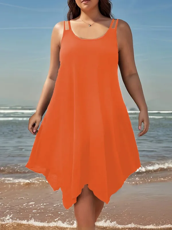 Vestido camisola grande feminino de cor sólida com bainha assimétrica — image 6