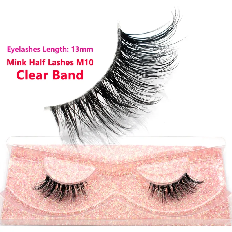 Demi-cils naturels 3D en vison, courts, duveteux, vaporeux, bande croisée, doux, Extension, maquillage — image 28