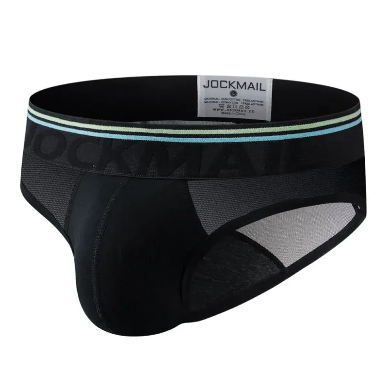 Jockmail กางเกงในชายเซ็กซี่ชุดชั้นในชายผ้าฝ้าย Low Rise Underpant เส้นด้ายสุทธิลูกไม้, Breathable ฤดูร้อนกางเกงขาสั้น calzoncillos hombre slip — image 5