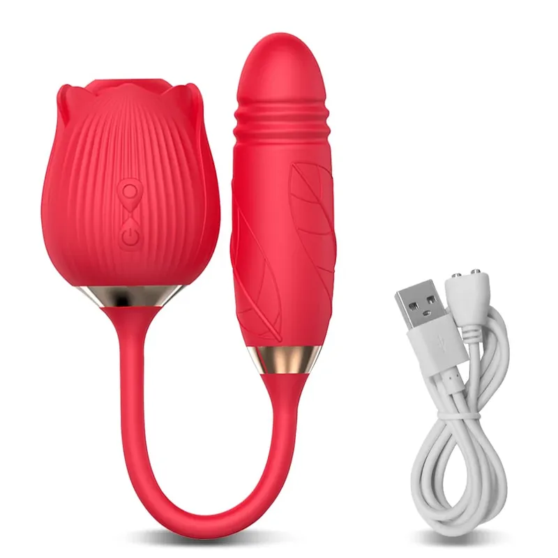 Rose-Sucking Thrusting Dildo Vibrator for Women Nipple Clit Stimulator Vibrating Egg Tongue Licking Clitoris Sucker Sex Toys — image 10