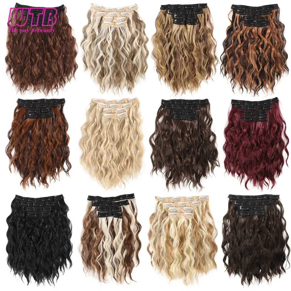 Synthetic Heat Resistant Hair Extensions Multi Color Clip-in Body Wave 12inch 4 PCS Double Weft for Women Girl Daily Party Use — image 7