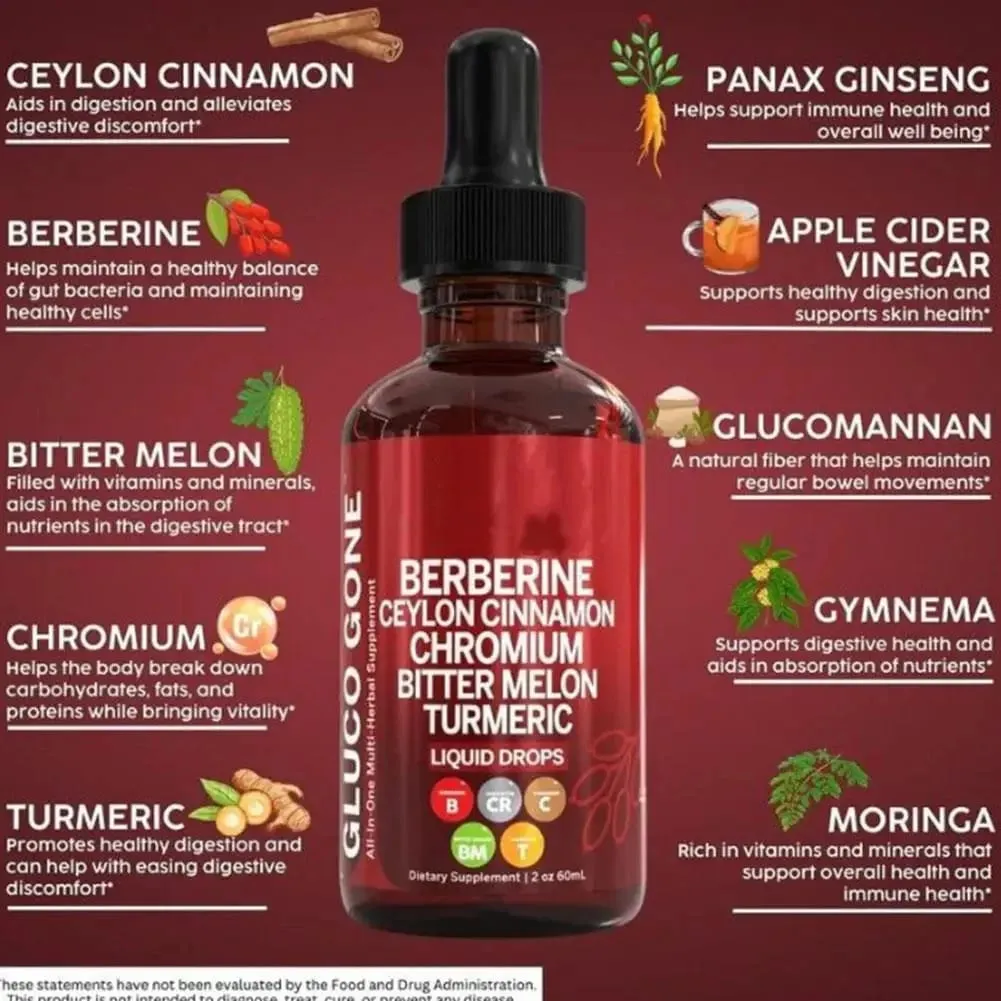 60ml Berberine Cinnamon Drops For Health Immune Support Gut Health Metabolism Antioxidant- Ceylon Cinnamon Flavor — image 4