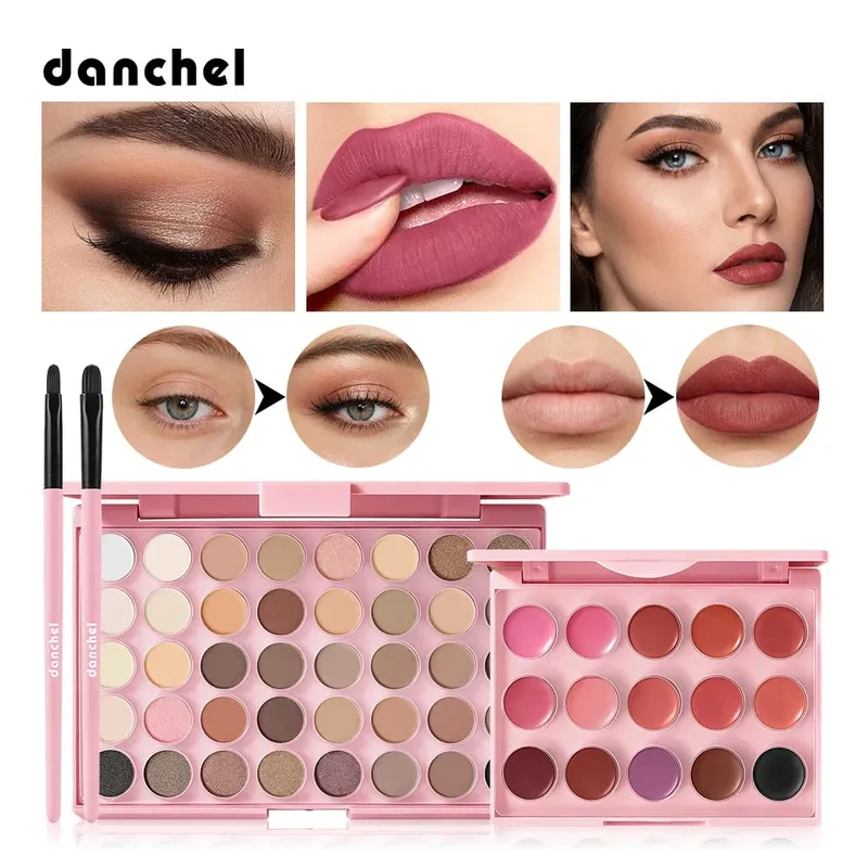 Ensemble de maquillage tout-en-un pour débutants, Palette de rouge à lèvres, fard à paupières, pinceaux professionnels, Kit cosmétique pour le visage, 2 pièces