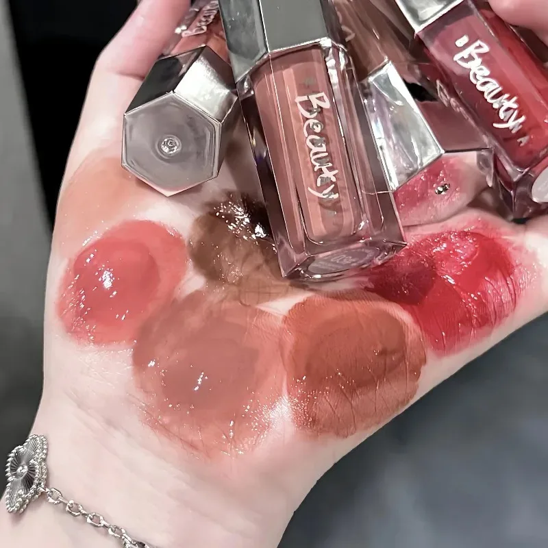 Gelo transparente marrom brilho labial hidratante batom líquido brilhante nude água luz espelho de vidro maquiagem de longa duração — image 6