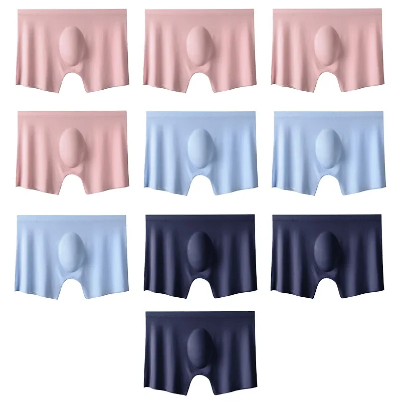 10 Pcs/Lot Men's Summer Ice Silk Boxers Briefs Seamless Underwear Lingerie Underpants Shorts Ultra-thin Breathable Sexy Panties