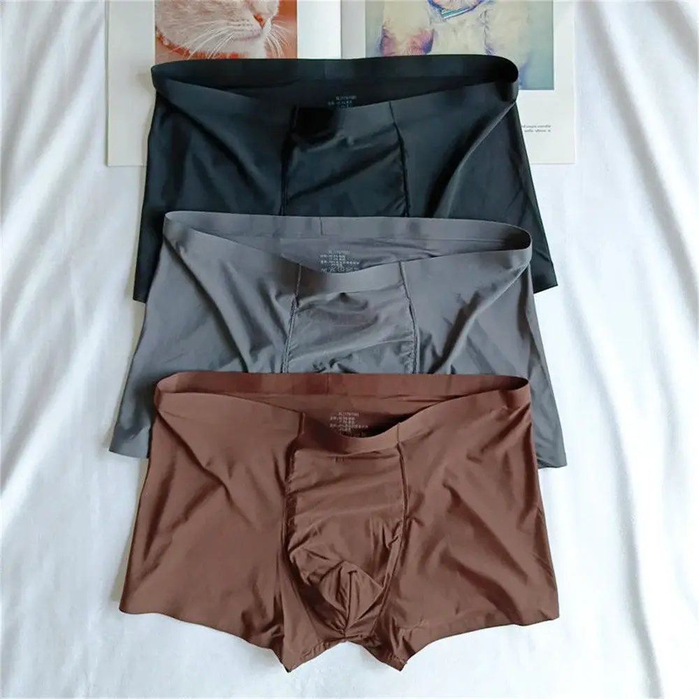 3pcs Ultra-thin Smooth Ice Silk Underwear for Men Seamless Fitness Sports Sexy Boxers Quick Drying Trunk Shorts Plus Size — image 1