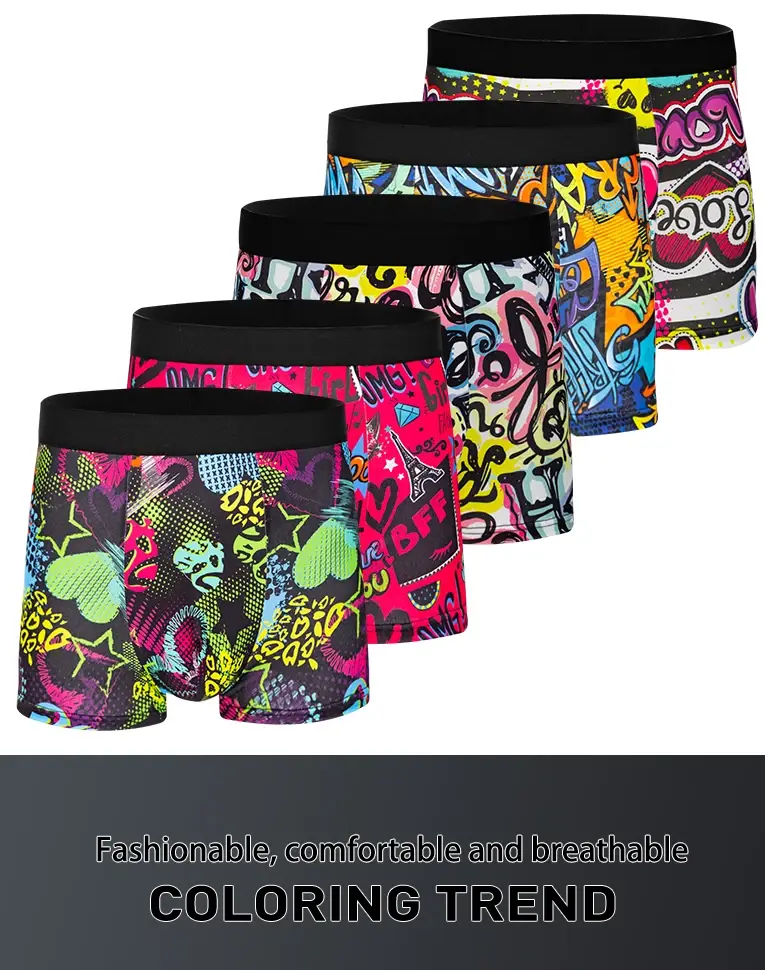 5-Pack Fashionable Men's Boxer Shorts, Comfortable, Soft, Fashionable, Printed, Casual and Versatile Men's Underwear — image 9