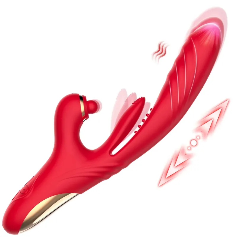 2 in 1 Powerful Tapping Flapping Female Vibrator for Clitoris Masturbation Heating Thrusting Dildo for Women Sext Toy for Adult