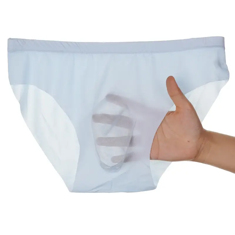 3 STK Herr sommar Cool Ice Silk Underkläder Ultratunna Sexiga genomskinliga triangeltrosor Bekväma ventilerande kalsonger Underkläder — image 5