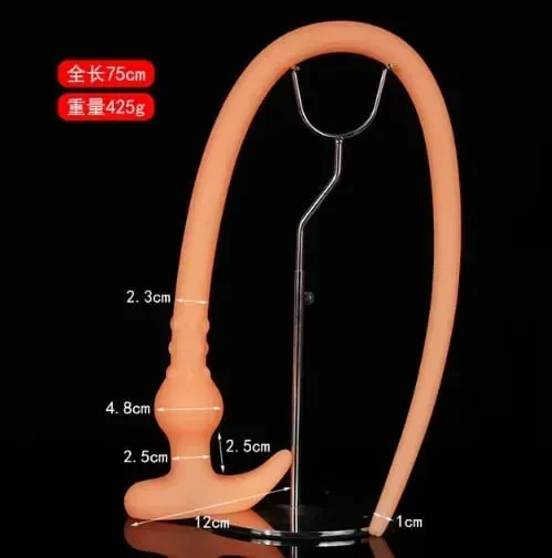Super dlouhý anální kolík Whip Silikon Nositelný anální kolík Dutý klystýr Vaginální čistící dilda Deeper 18+ Sexuální hračky pro dospělé pro páry — image 7