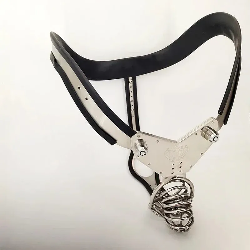 Male Stainless Steel Chastity Belt Lockable Chastity Cage Silicone Adjustable Waist Chastity Device BDSM Slave Sex Toy for Men — image 4