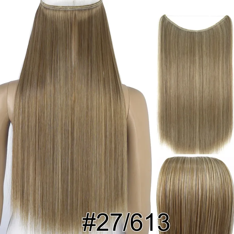 Synthetic Heat Resistant Hair Silky Straight Elasticity Invisible Wire Hair Extensions 8006 — image 27