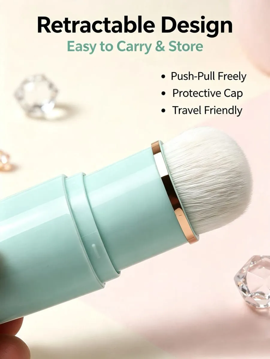 Jednodílný zasouvací štětec na make-up s mini kapslí Multifunkční cestovní štětec na make-up s ochranným uzávěrem Přenosný nástroj na make-up vhodný pro konturování tvářenek s korektorem na cestách a jako dárek — image 6