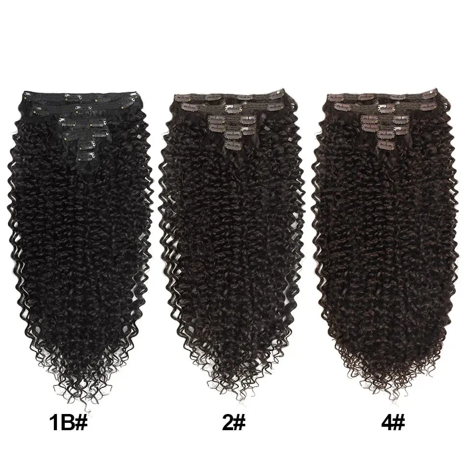 26'' Synthetic Jerry Curly Hair Extension Clip-In Double Weft 160g Full Head Organic Ice Silk Hairpiece Black/Brown — image 3