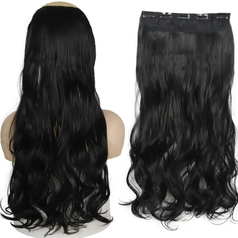 32inch Synthetic Hair Extensions One Piece 5 Clips Long Straight High Temperature Fiber Black Brown Hairpiece — image 26