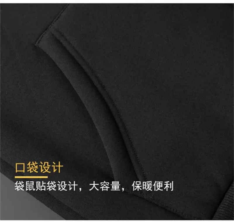 Winter Lambswool Zipper Hoodies High Quality Fleece Jackets Plus-Size Thick Warm Jacket Solid Color Outwear Hooded Coat For Men — image 5