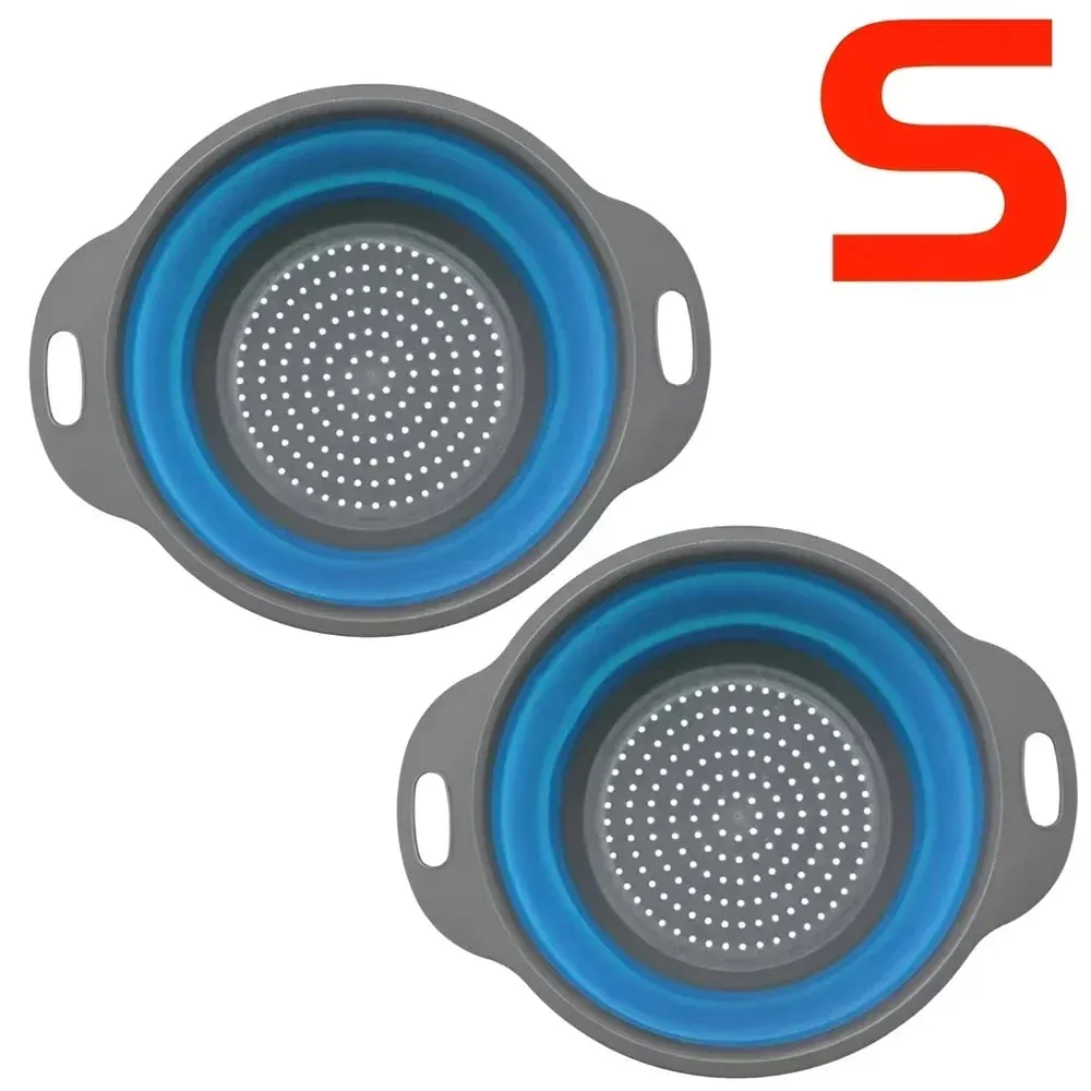 2PCS Silicone Folding Drainer Basket Fruit Vegetable Foldable Colander Kitchen Strainer for Food Pasta Kitchenware Drain Device — image 20
