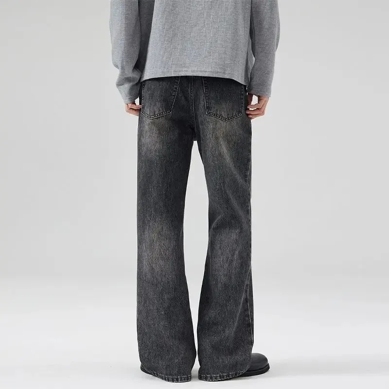 2025 Spring New Men Flared Jeans Boot Cut Denim Pants Straight Vintage Gray Jeans Men Comfort Men's Trousers Bell Bottom — image 5