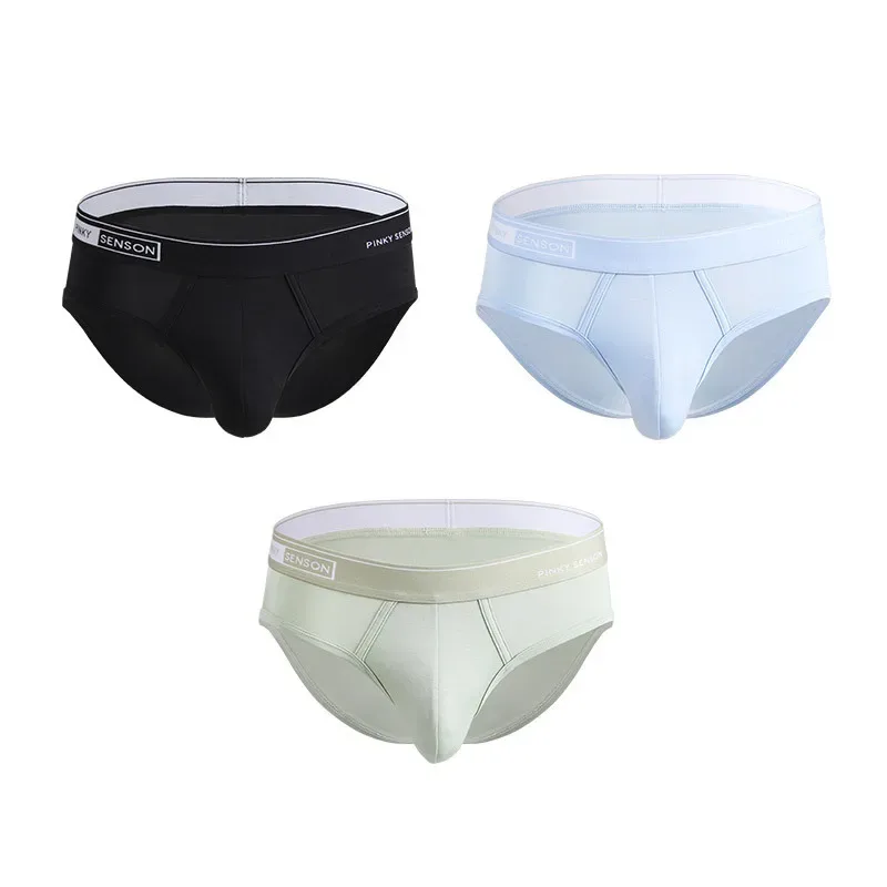 Large Size New Sexy And Breathable Modal Men's Triangle Pants Solid Color Mid Waist Underpants For Youth Briefs For Men — image 8