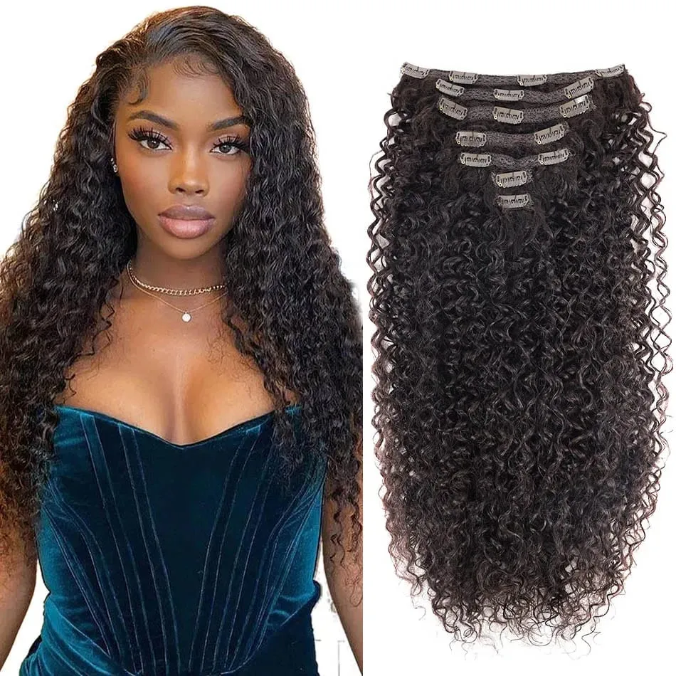 Afro Kinky Curly Synthetic Clip In Hair Extension Full Head Long 26” Afro Kinky Curly Fake Hair Pieces Clip-on hairpin For Women — image 9