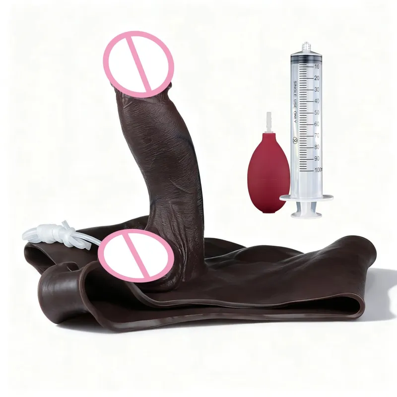 Sort nøgen strop stor realistisk udløsning dildo silikone sprøjtende trusser med simuleret solid penis sexlegetøj til kvinder