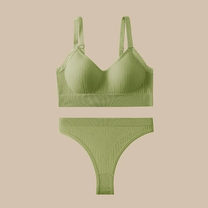 [set]Women Sexy Lingerie Set Push Up Bras Set Solid Underwire Bra Everyday Underwear Panty Set