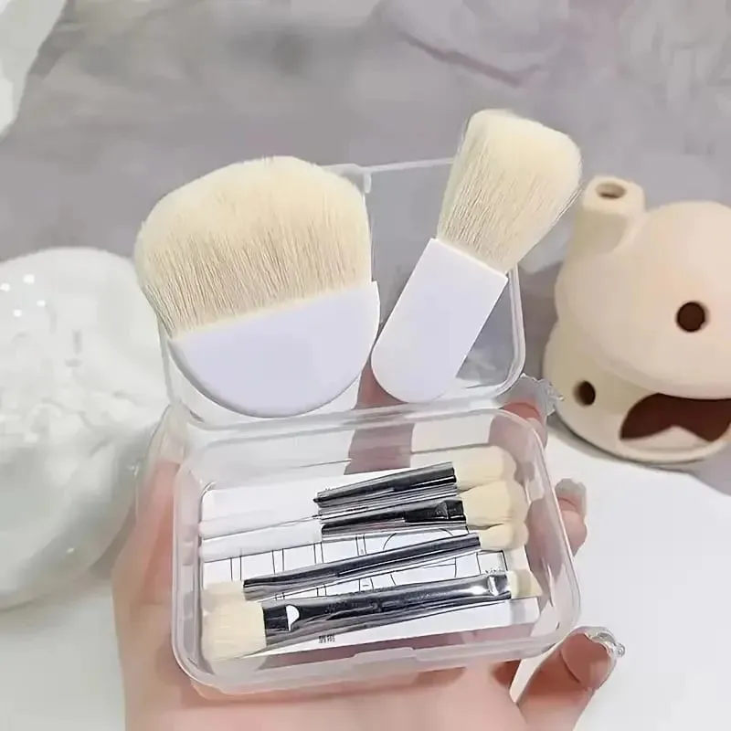 Sada 6 mini štětců na make-up s krabičkou Přenosný kosmetický pudrový podkladový krém na tváření a korektor na make-up štětce Make-up Tool — image 5
