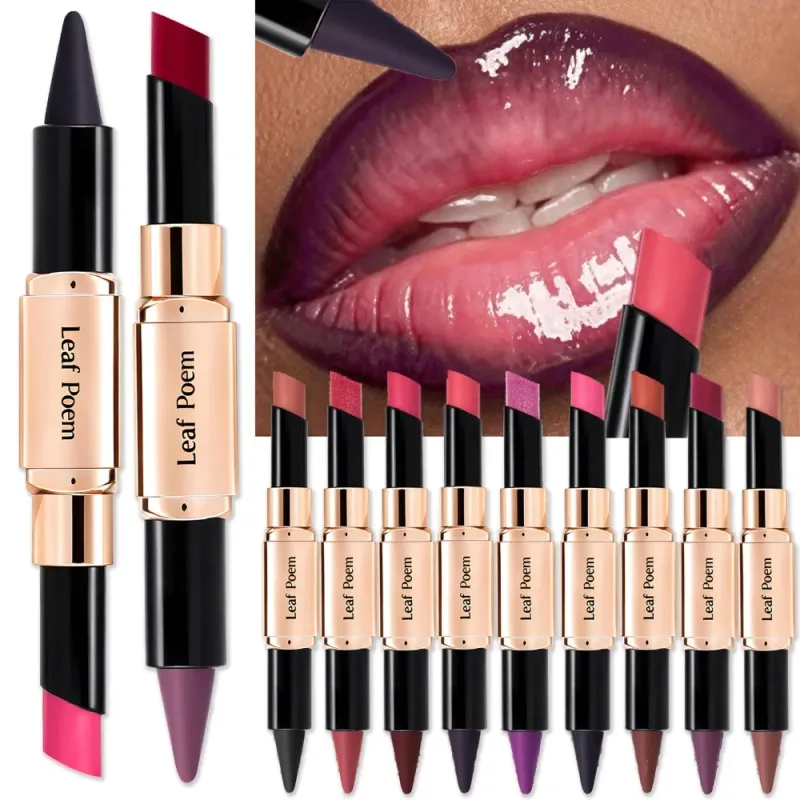Doppelseitiger 2-in-1-Lipliner-Lippenstift, wasserfest, matt und satiniert, schräge Spitze, feuchtigkeitsspendender Lippenkonturenstift, langlebig — image 2
