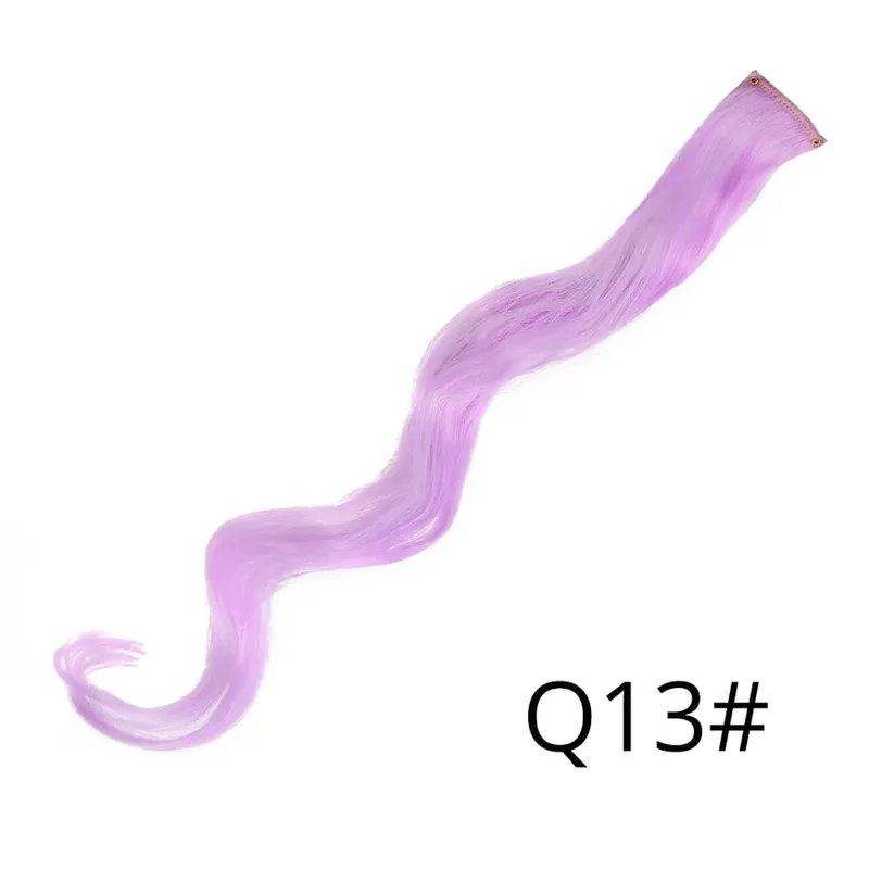 Leeons Clip In One Pieces Hair Extensions Straight Ombre Purple Blue Pink Extension Hair Women Synthetic False Fake Hair