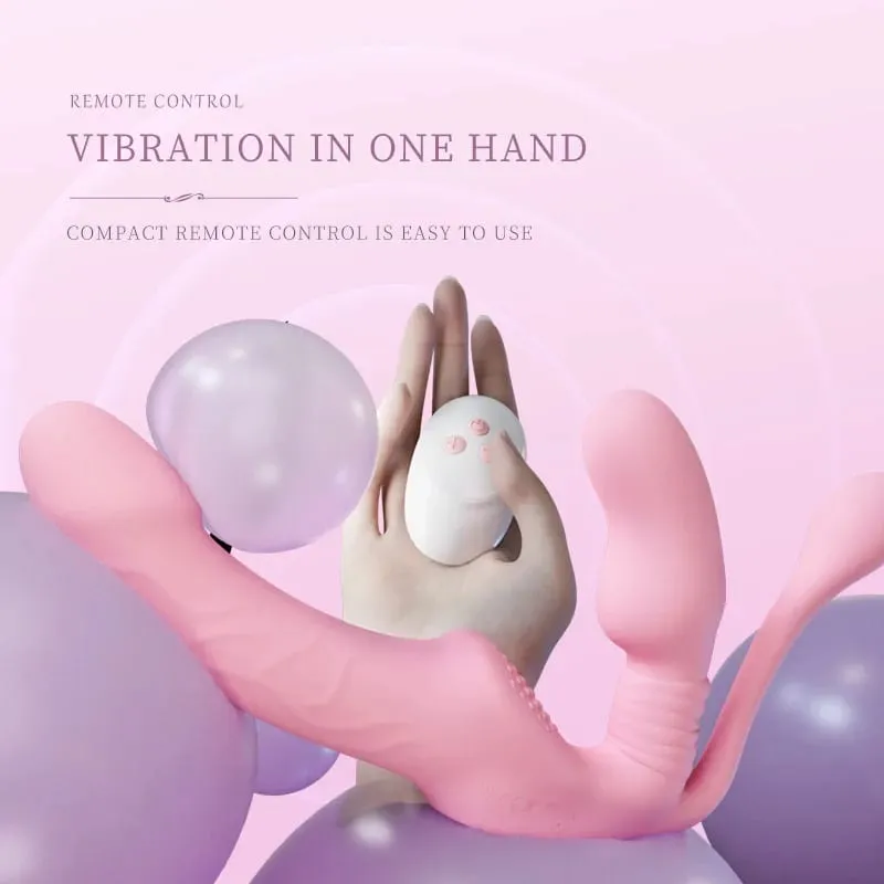 สายหนังที่ไม่มีสายหนังบนDildo Vibrator Anal Plugนวดเลสเบี้ยน 3 ใน 1 Vibrator G-Spotกระตุ้นClitoris Sex Toyสำหรับคู่
