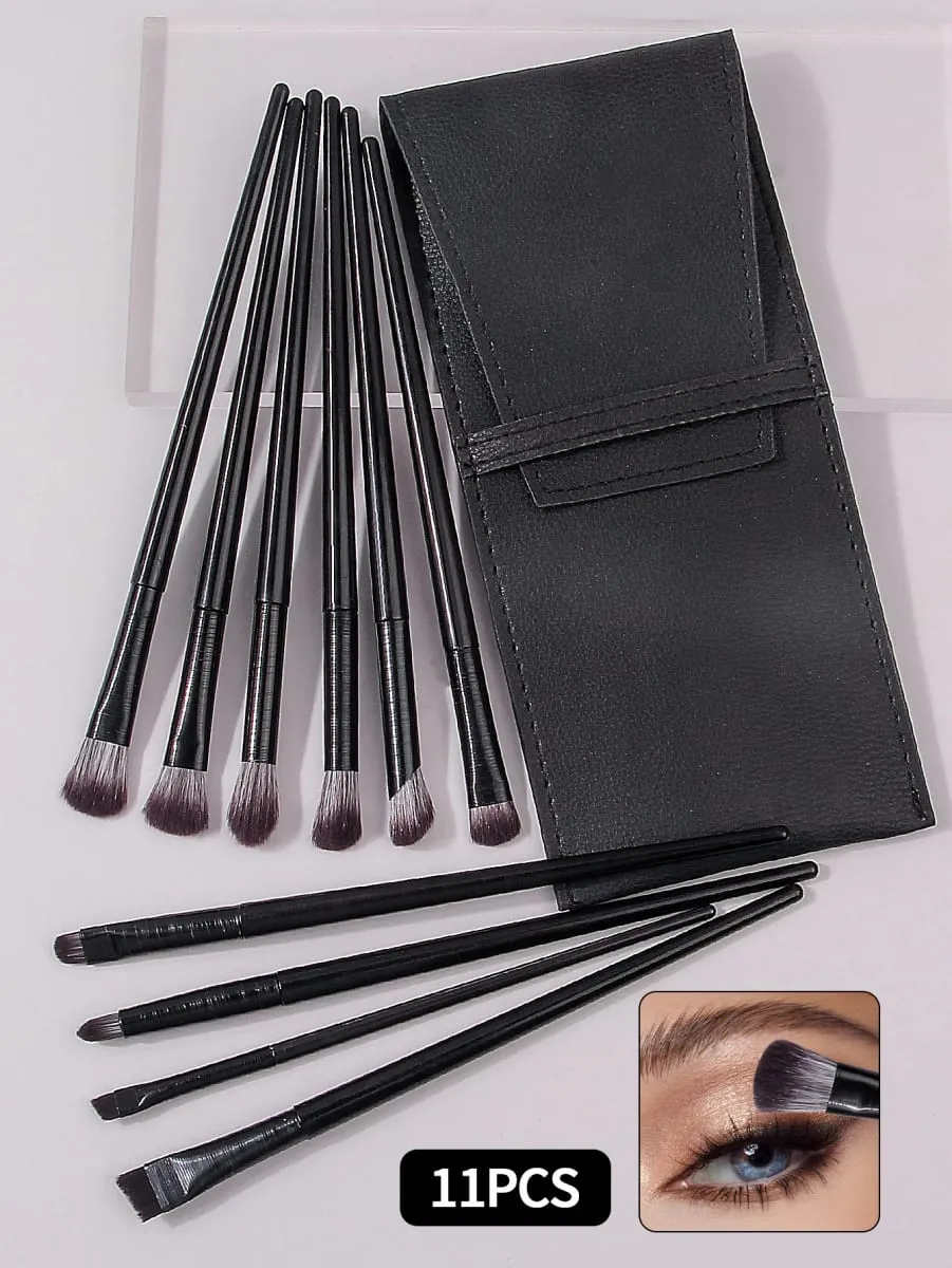 10-Piece Eye Makeup Brush Set: Eyeliner Eyeshadow Aegyo-sal Brushes with a PU Leather Makeup Brush Pouch — image 3