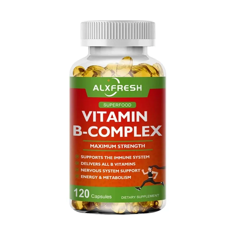 B-Complex Vitamins (B12 B1 B2 B3 B5 B6 B9 Folic Acid &Biotin) Capsule Liver Immune System Energy Support Nutrition Supplement