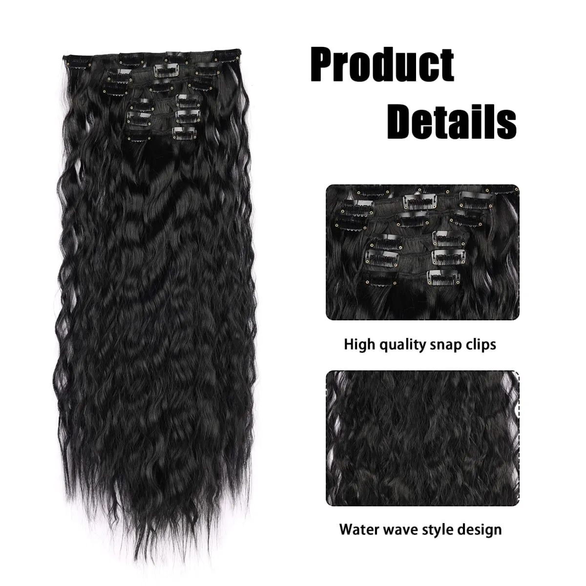 Synthetic Hair Extensions 6PCS Clip in Hair Extensions Long Straight hair extensions Natural Soft Synthetic Hairpieces for Women