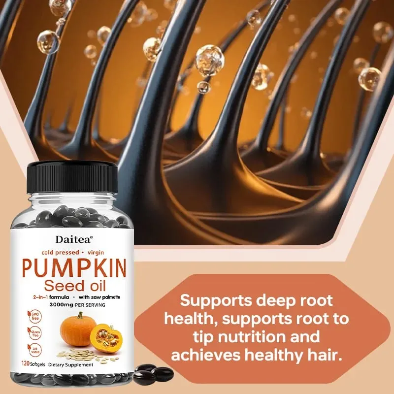 Ang Pumpkin Seed Oil + Saw Palmetto Extract ay Sinusuportahan ang Prostate at Urinary System Health Pangangalaga sa Buhok Anti-Paglalagas ng Buhok Kalusugan ng Lalaki — image 2
