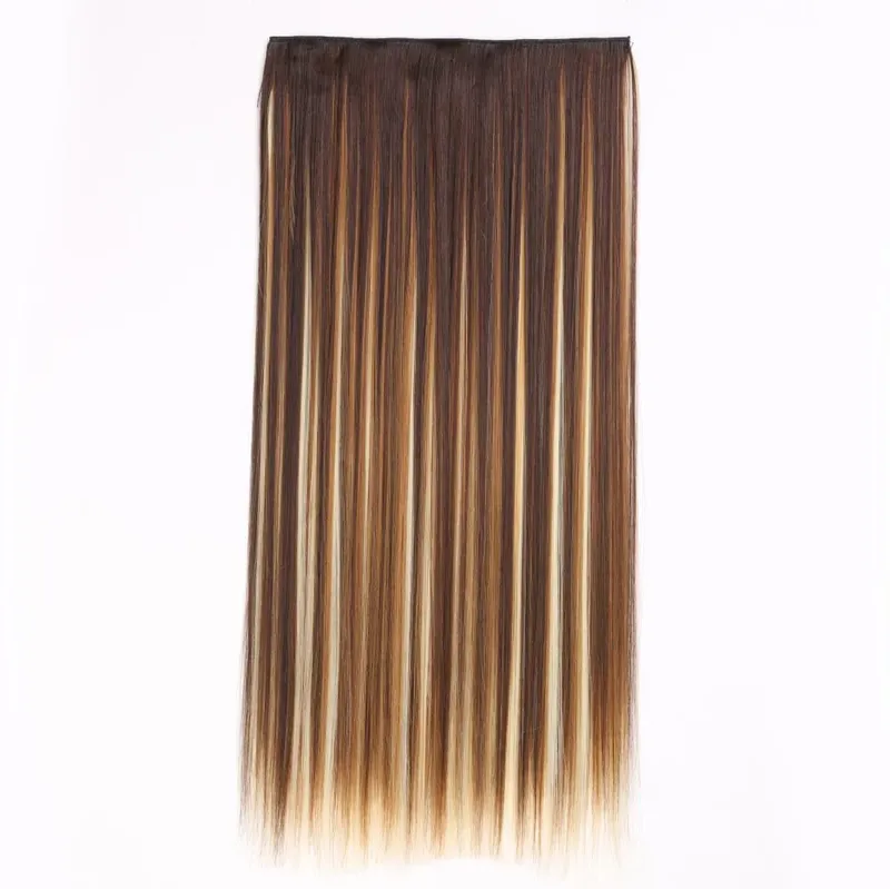 Synthetic Clip in Hair Extensions 6 Pcs/Set 16 Clips Long Straight Hairpieces Clip On Hair Extension for Women Blonde — image 37
