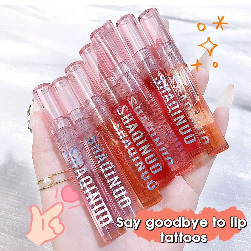Four pack lip gloss set box water gloss jelly lip gloss moisturizing glass lips not easy to stick to cup