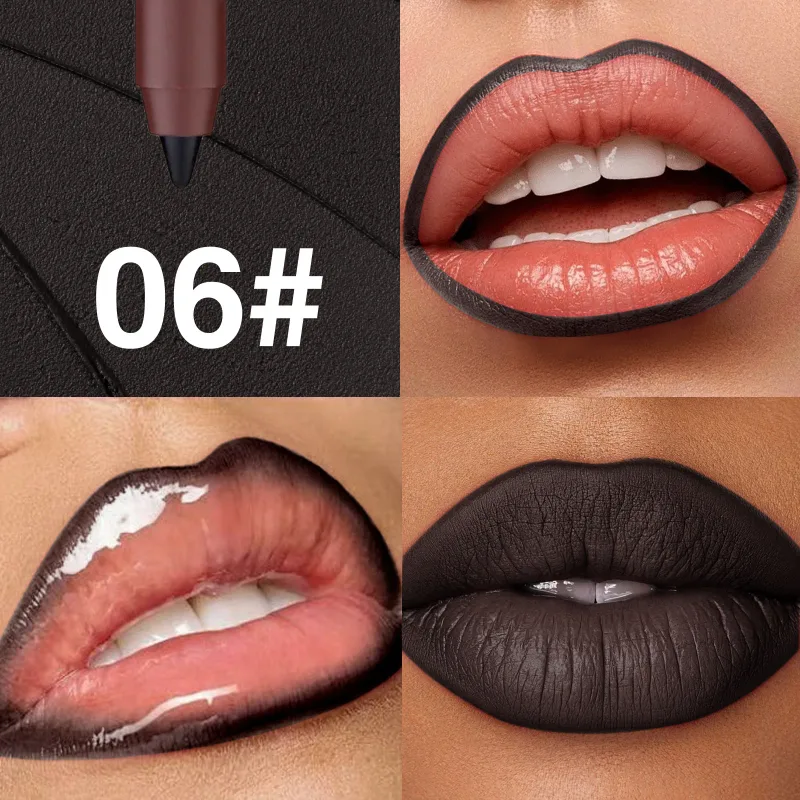 6 Colors Waterproof Matte Lipliner Pencil Black Red Contour Tint Lipstick Long Lasting Non-stick Cup Moisturising Lips Makeup — image 9