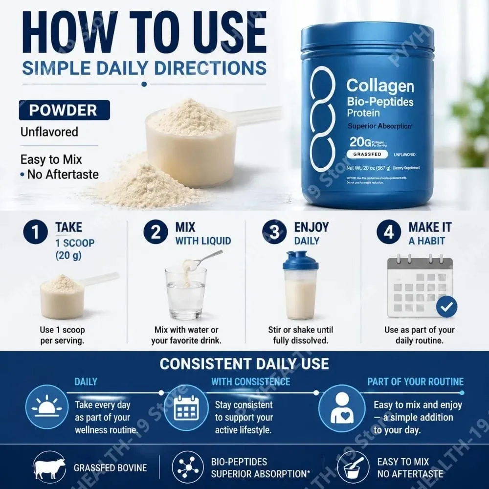 Collagen Bio-Peptides Protein Powder with Grassfed Bovine for Skin Hair Nail Joint Bone & Muscle Support Adults 567 Grams — image 4