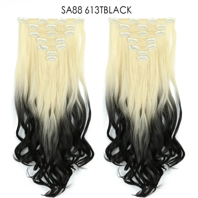 24Inch Synthetic Long Straight Hair Extensions 7pcs/Set 16 Clips in High Tempreture Fiber Synthetic Red Black Brown Hair Piece — image 103