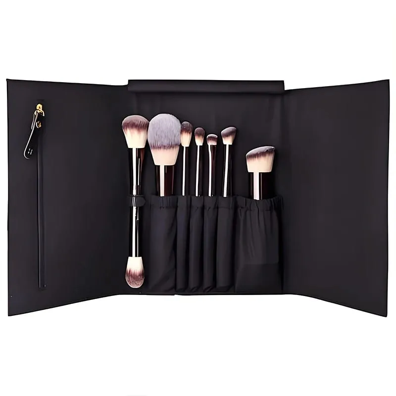 Vegan brush travel brush set includes 7 brushes for the eye and face with a bag gift box packaging — image 3