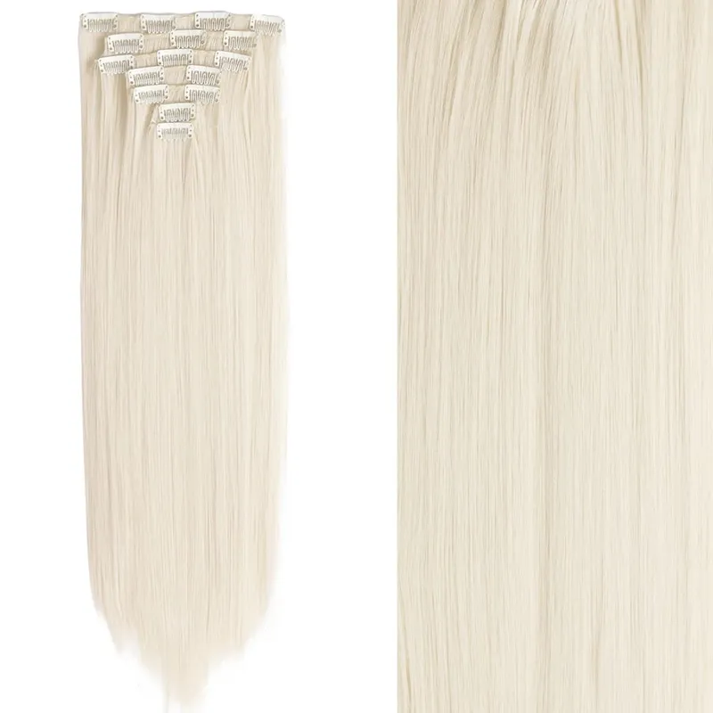 16 Clips 7Pcs/Set Hair Extensions Long Straight Natural Synthetic Black Blonde Hairpieces Heat Resistant For Women Hairstyle — image 36